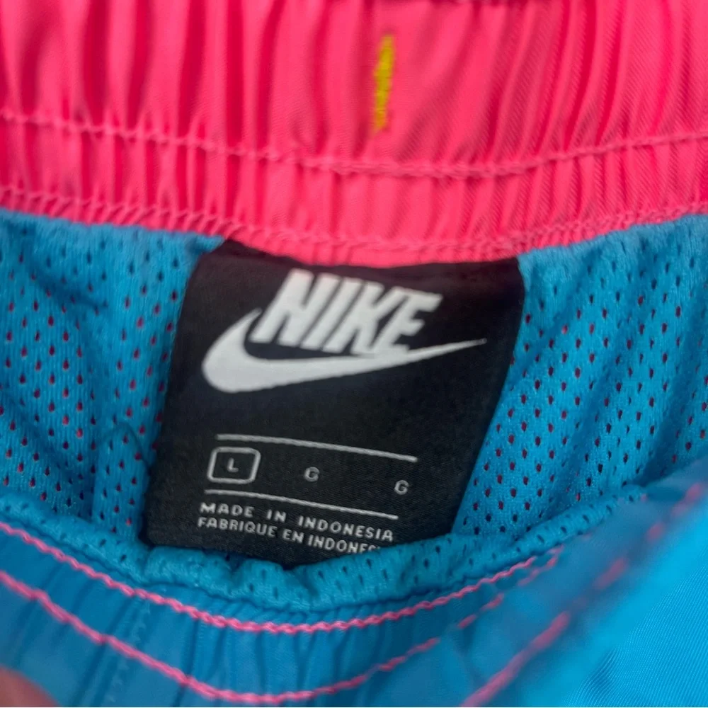 Nike Turquoise‎ Swim Shorts with Pink Panels and Yellow Drawstring
